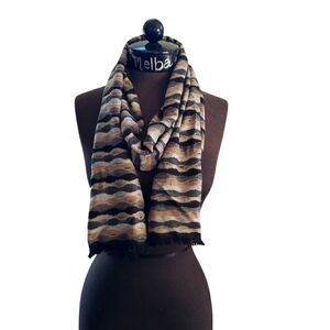 Chelsey by Joseph 100% Silk Scarf Gray Tan Black